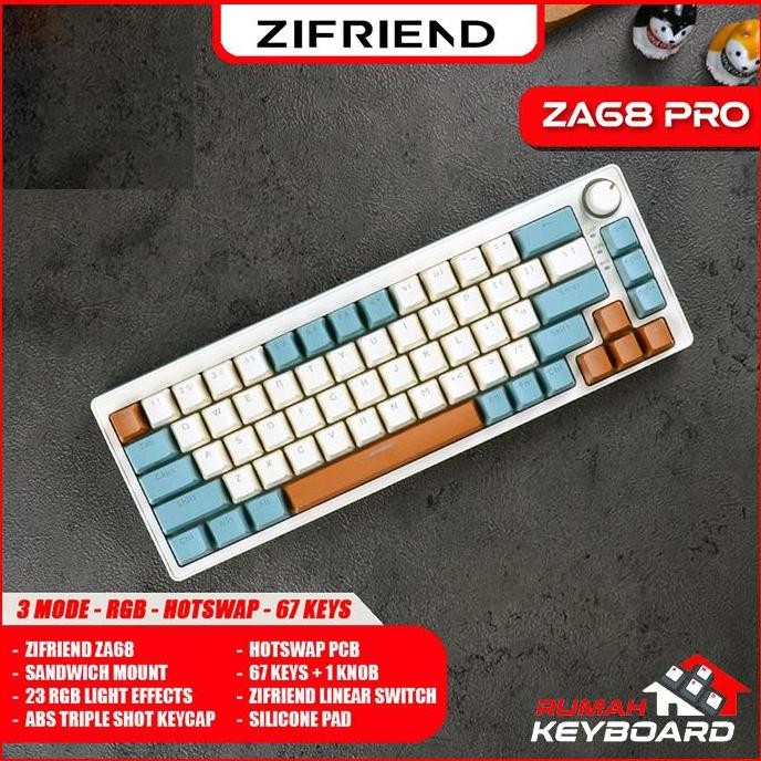 MECHANICAL KEYBOARD - ZIFRIEND ZA68 PRO - 65% - 3 MODE - RGB - HOTSWAP