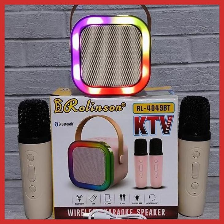 READY ROLINSON WIRELESS KARAOKE SPEAKER KTV RL-4049BT + 2 MIC BLUETOOTH (LISTRIK LAMPU RUMAH TANGGA 