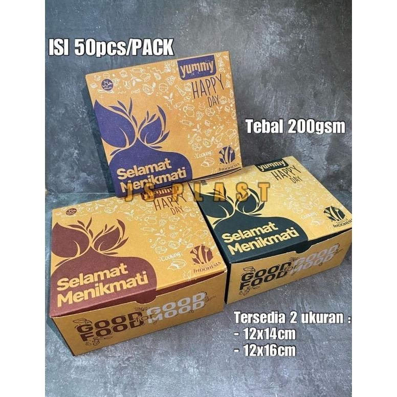 

Promo (Isi 50Pcs) Snack Box 12X12Cm 12X14Cm / Dus Kue Bahan Kraft / Dus Snack Gf-5