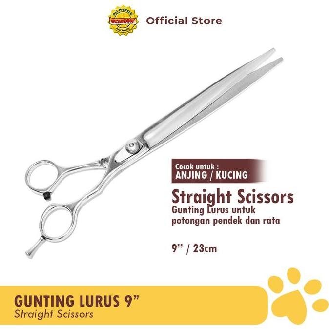 Gunting Lurus 9 inch | Gunting Grooming Anti Karat | Pet Straight Scissors for Grooming CO