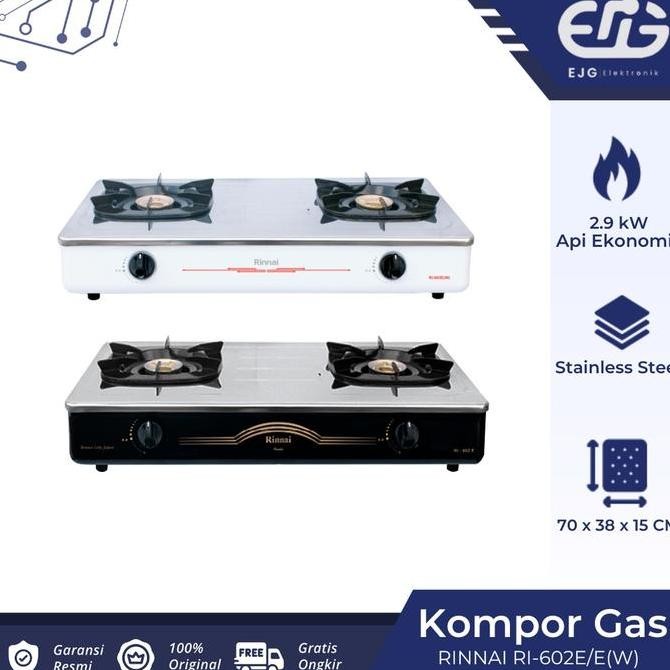 Rinnai kompor gas RI602E/RI602E(W) 2 tungku SNI RI 602E/ RI 602E(W)