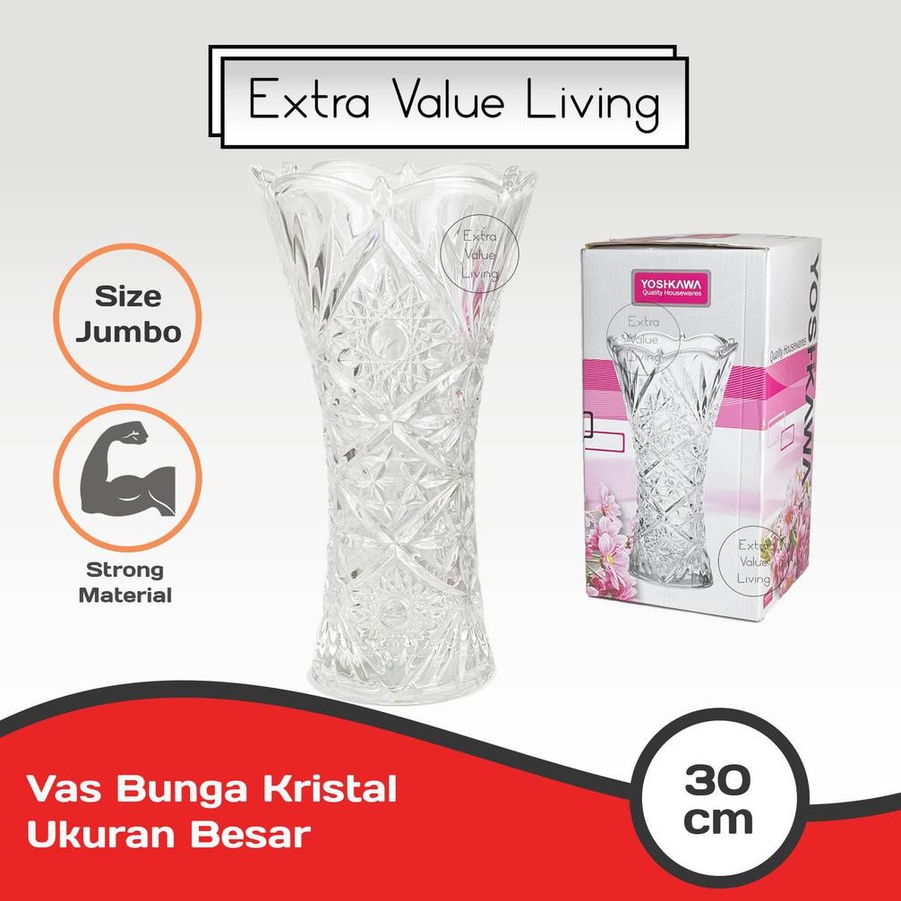 Vas Kristal Vas Bunga Kaca Kristal 30 CM Bohemian Vas Kristal Estetik Clear Bening aSt