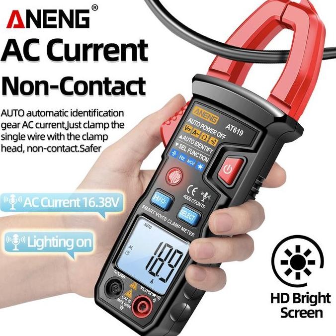 Aneng AT619 Digital Voice Broadcast Multimeter Clamp AC Clamp Meter