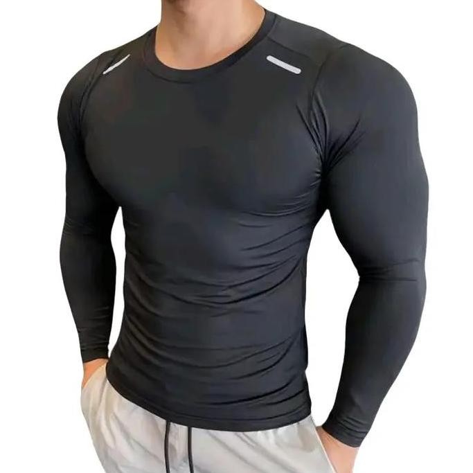 TERBARU - Kaos Olahraga Pria Lengan Panjang Sport / Kaos Fitnes Pria Polos Lengan Panjang