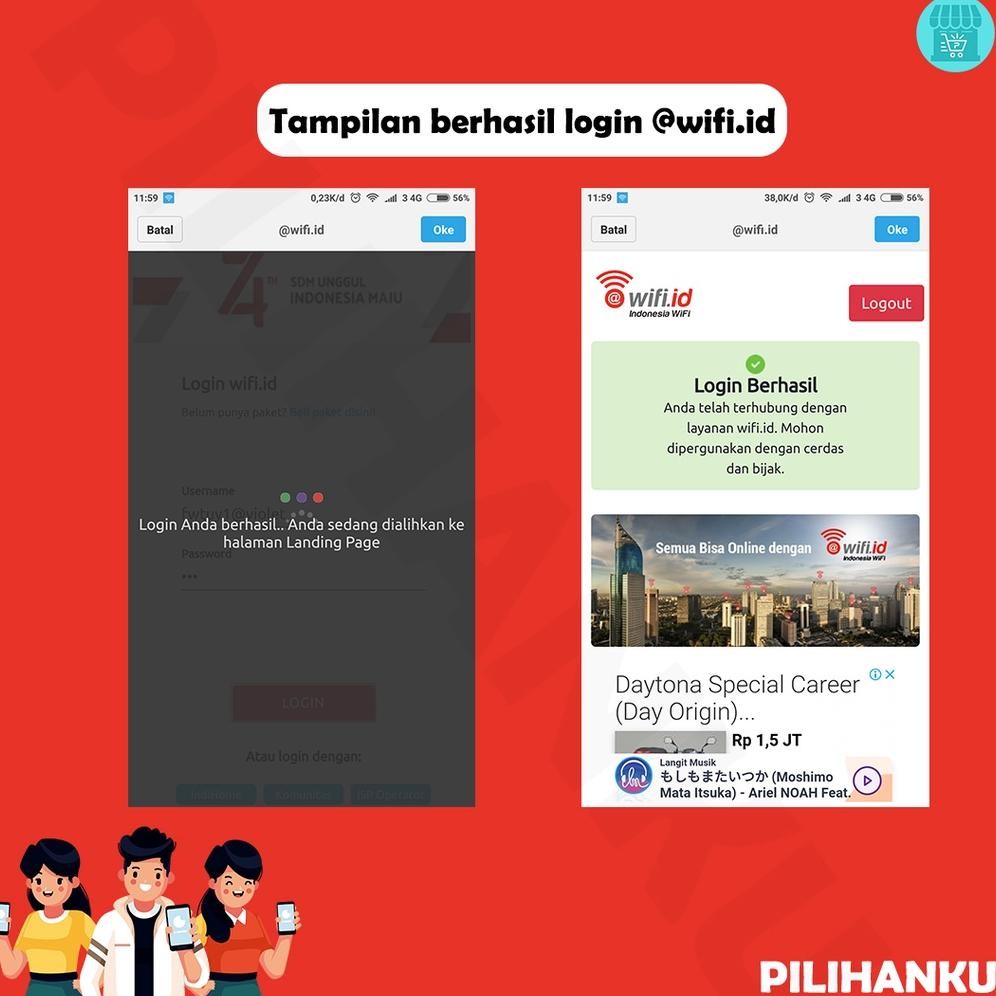 Voucher  Wifi Id 1 Bulan Garansi Up To 100 Mbps