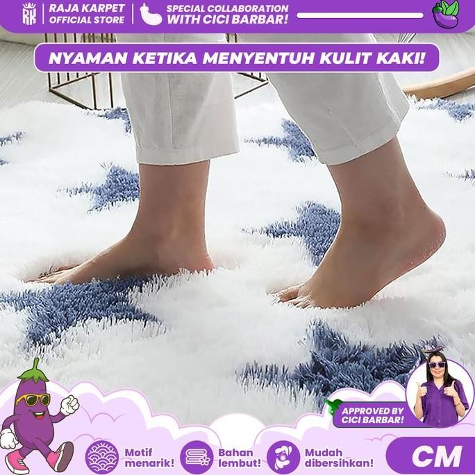 RAJA X CICIBARBAR Karpet Lantai Bulu Rasfur Warna Ombre & Motif Lembut Tebal Anti Selip