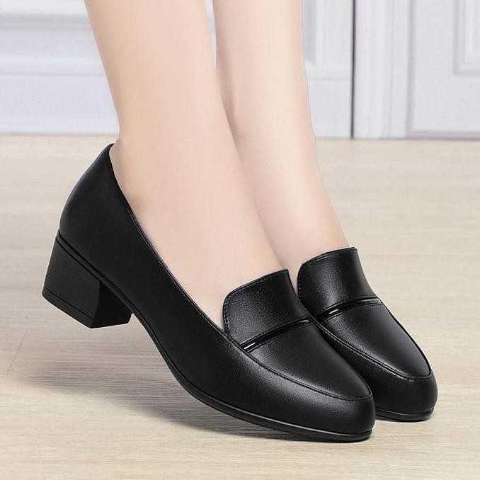 DF346>> Pantofel wanita 5cm, sepatu kantor wanita, sepatu kerja wanita  Shoes Black hils heels High 