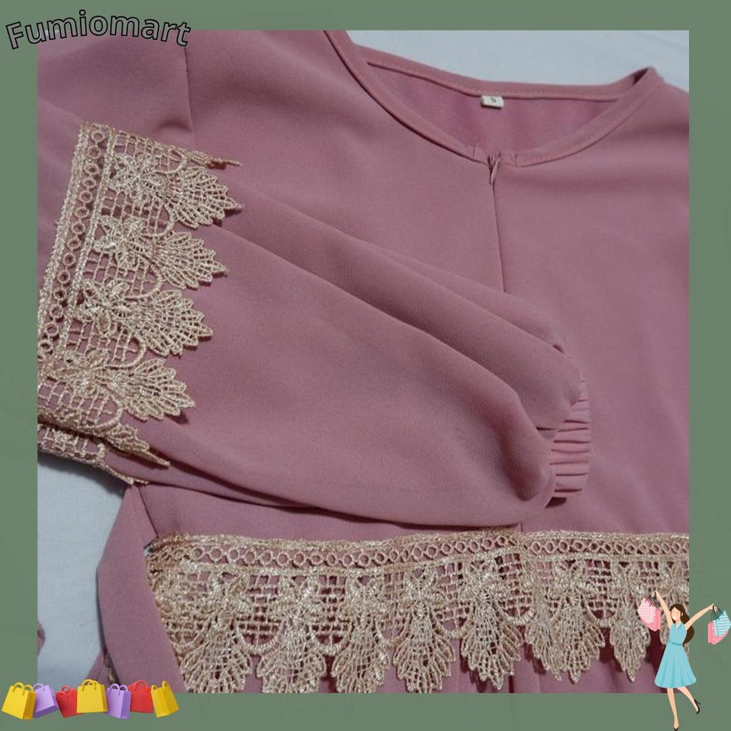 Gamis Ceruty anak Hijab dengan Renda Cuci Gudang
