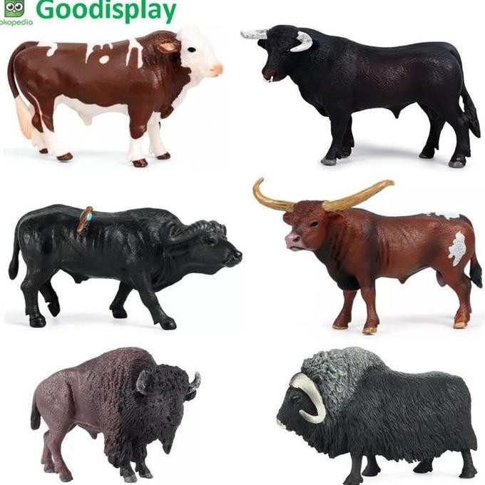 BerkahToys-- aneka mainan miniatur hewan wild farm animal sapi banteng kerbau