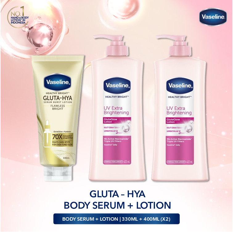 Buy 2 Vaseline Healthy Bright UV Brightening Lotion 400ml + Vaseline Gluta Hya Flawless 330ml