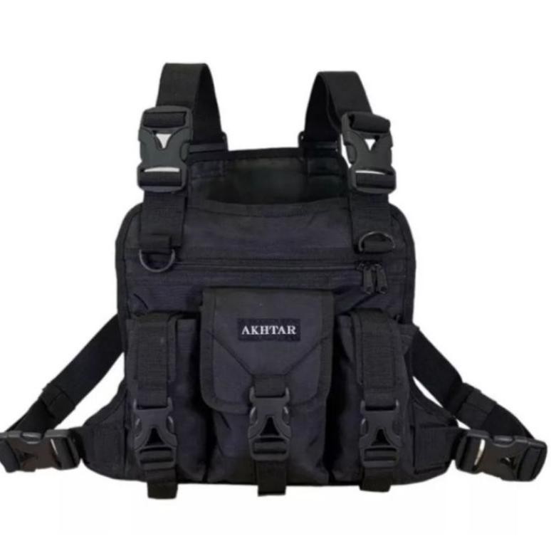 Ct_C1077 Tas Dada Pria Tactical Army Hitam Cordura 1000D Ka-79