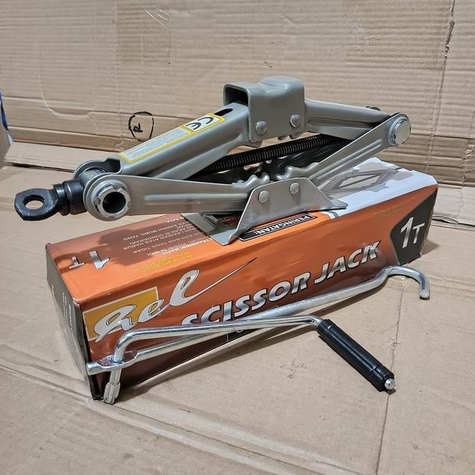 DONGKRAK MOBIL MODEL JEMBATAN REL SCISSOR JACK 1 TON UNIVERSAL - KUNCI RODA L UK 21MM READY DONGKRAK
