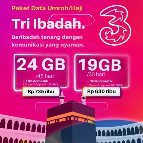 Promo Murah Paket Internet Tri Data Ibadah Haji Umroh Arab Saudi Plus Turki