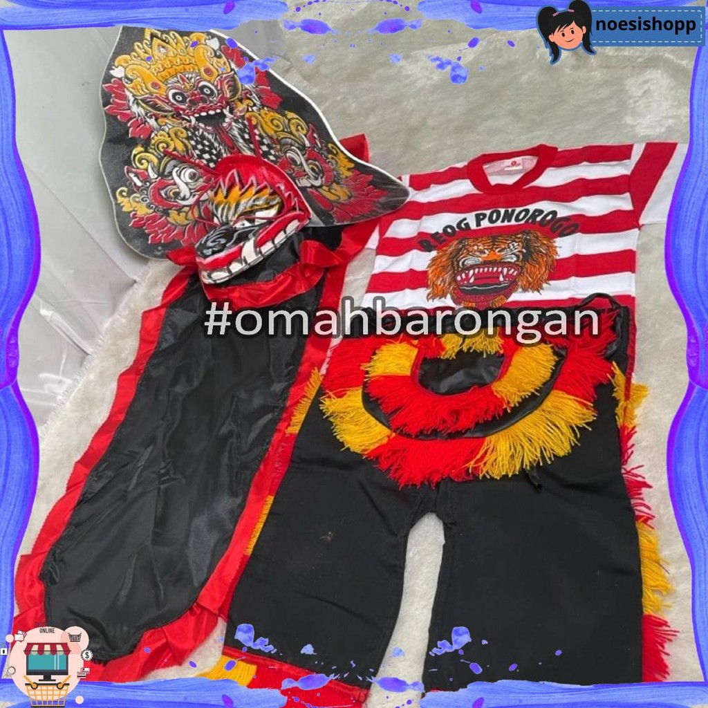 Mainan Anak Stelan Kaos Celana Reog Ponorogo dan Barongan Devil Caplokan Spon Free Embong Kemul Disk