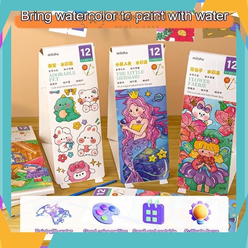 

Berkualitas 12 lembarPaket Lukis Anak Cat Air Buku Cat Mewarnai Watercolour Painting / Buku Melukis Gambar Anak Lukisan air/buku mewarnai cat air kreatif/cat bawaan/kertas cat air GQG-96