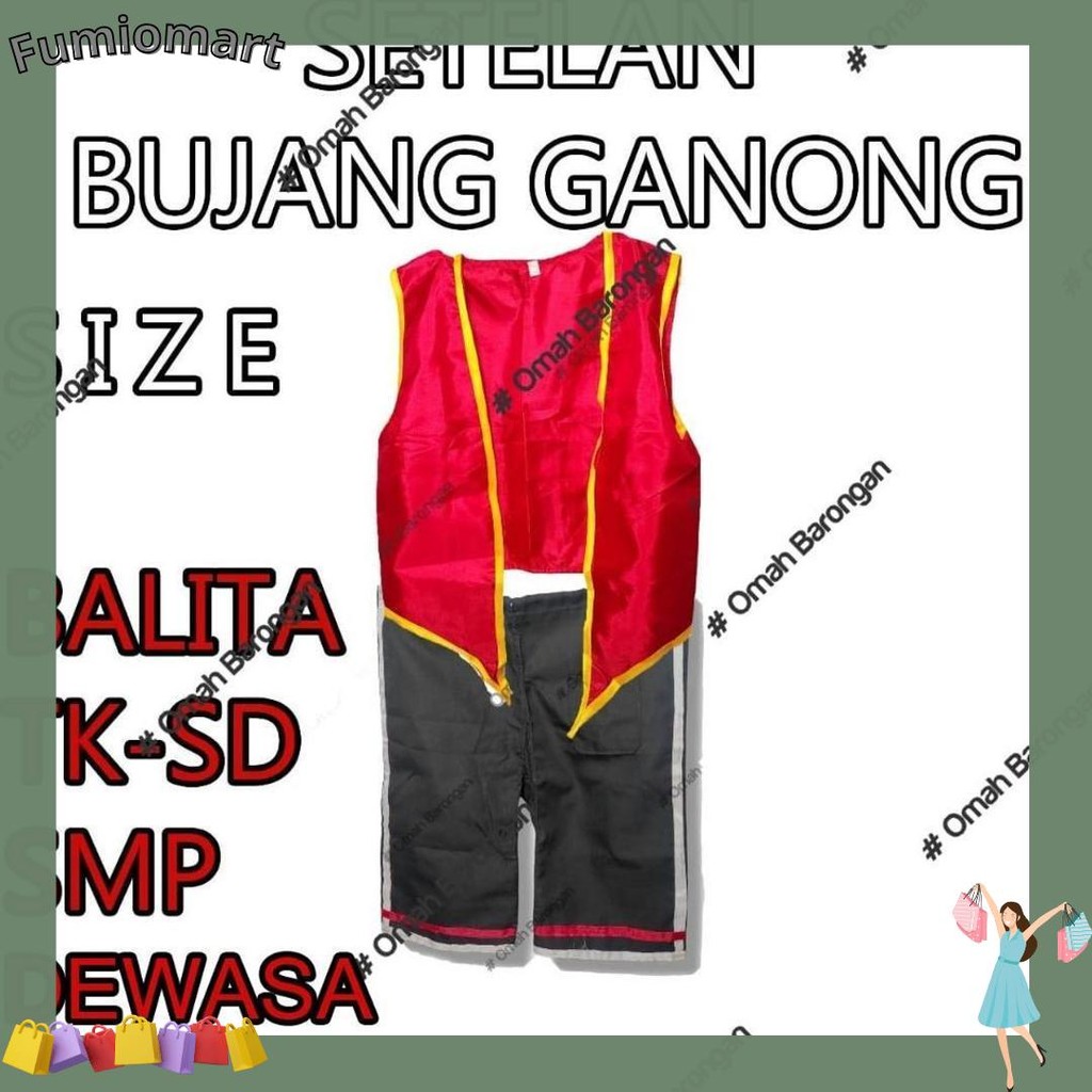 Baju Bujang Ganong Komplit Setelan Paket Set Ganong Rompi Dan Celana Promo
