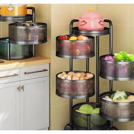 Shenar Astro Rak 3 Susun Rak Susun Besi Dapur Sernbaguna Tingkat El Bulat Rak Troli Susun Putar Rota
