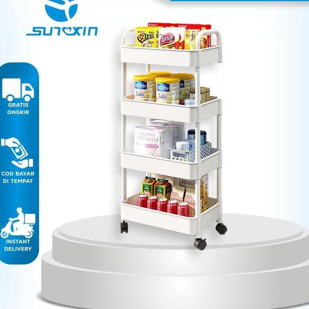 Sunxin Rak Troli Susun Serbaguna B03 Rak Dapur Plastik Rak Salon