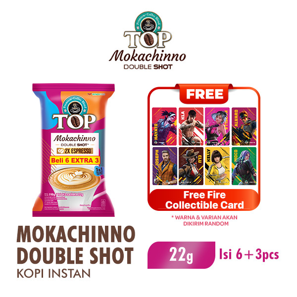 Top Coffee Kopi Mokachinno Double Shot Instan Pack 22 gr isi 6 + 3 pcs Free Collectible Card