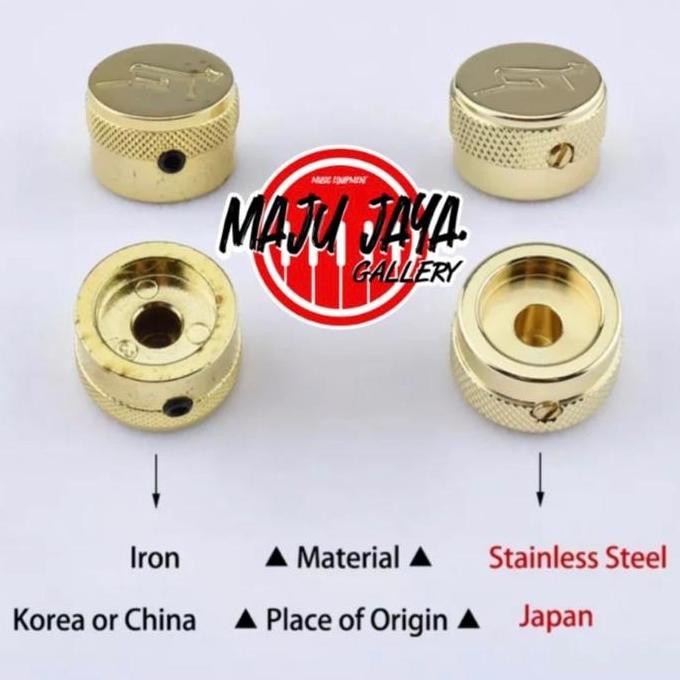 knob tutup potensio gitar or bass elektrik gretsch stainless steel