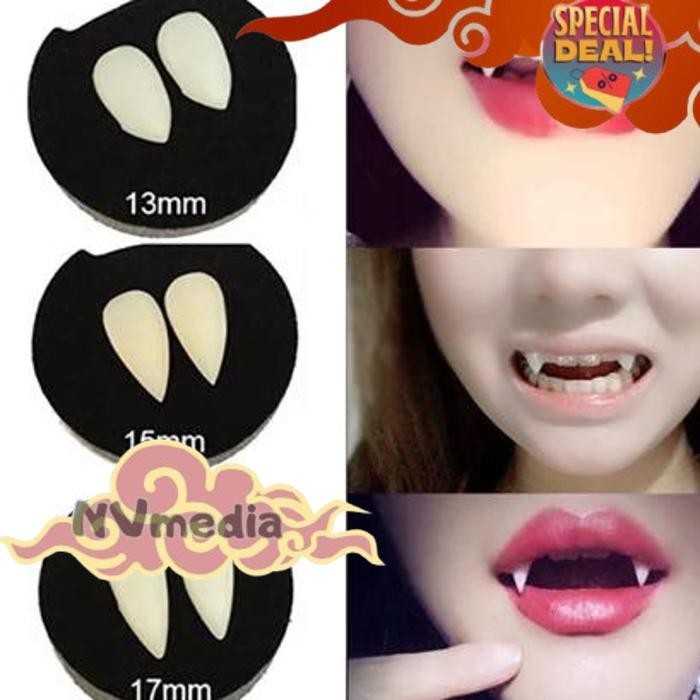 Terbaik Gigi Taring Palsu Palsu Aksesoris Cosplay Halloween Gigi Taring Palsu Dracula Vampire