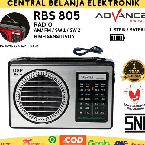 RADIO PORTABLE RADIO AM FM SW BISA LISTRIK DAN BATERAI RBS805 | ADVANCE