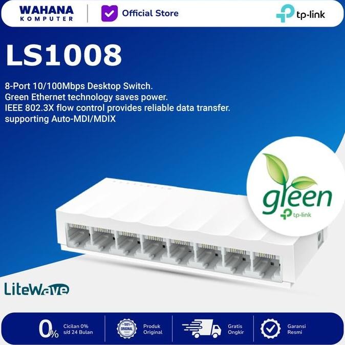TERLARIS - TP-Link LS008 TPLink 8 Port 0/00Mbps Desktop Switch Hub - LS008