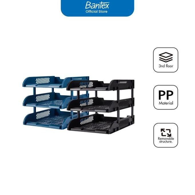 

TERBARU - Bantex File Tray / Rak File Susun / Letter Tray Bahan PP | Susun BJ76 Blue Black