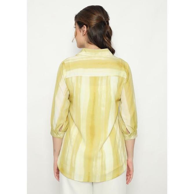 Stripe V neck Blouse Chifon In Yellow By Brilliant Girl HM