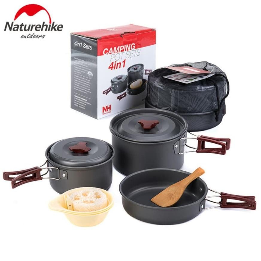 Qw-7 Cooking Set Naturehike Nh15T203-G Nesting Alat Masak Camping Outdoor