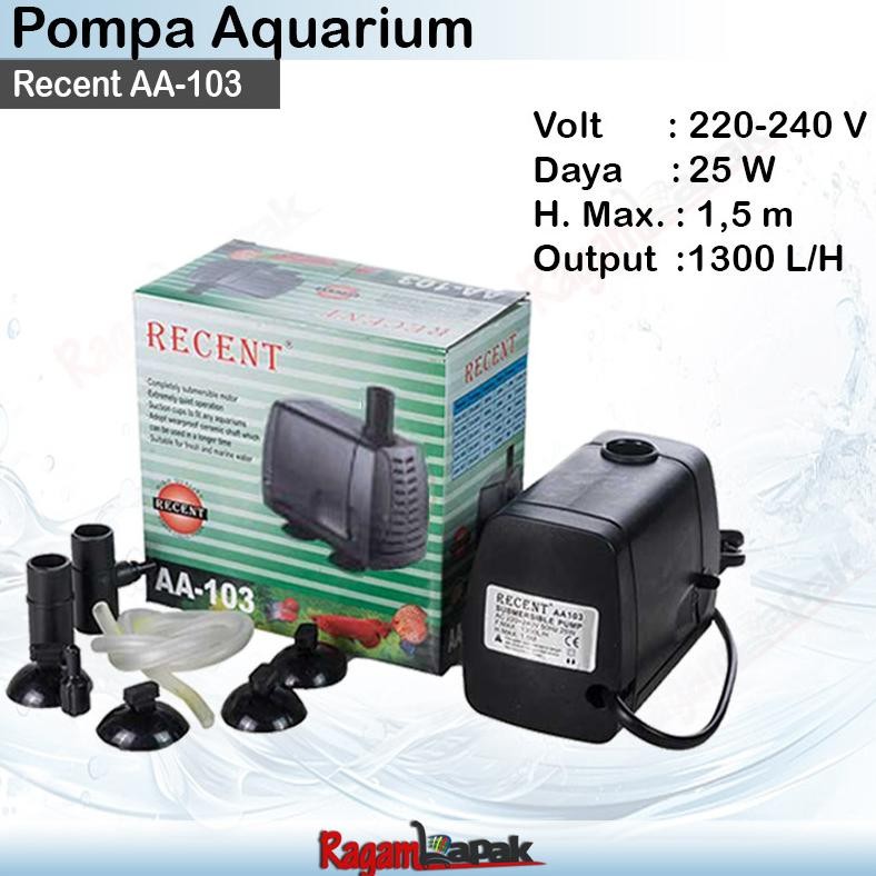 Pompa kolam Aquarium RECENT AA-103 Pompa Aquarium Recent AA-103 Pompa Aquarium 103