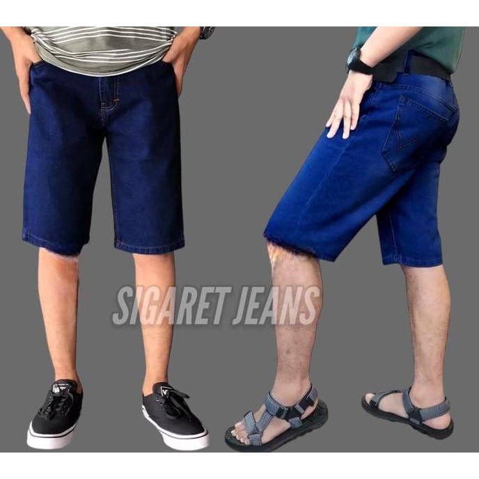 Celana Pendek Pria / Celana Jin Cowok / Celana Pendek Laki - Laki / Jin Jeans Bahan Melar 3/4 Denim 