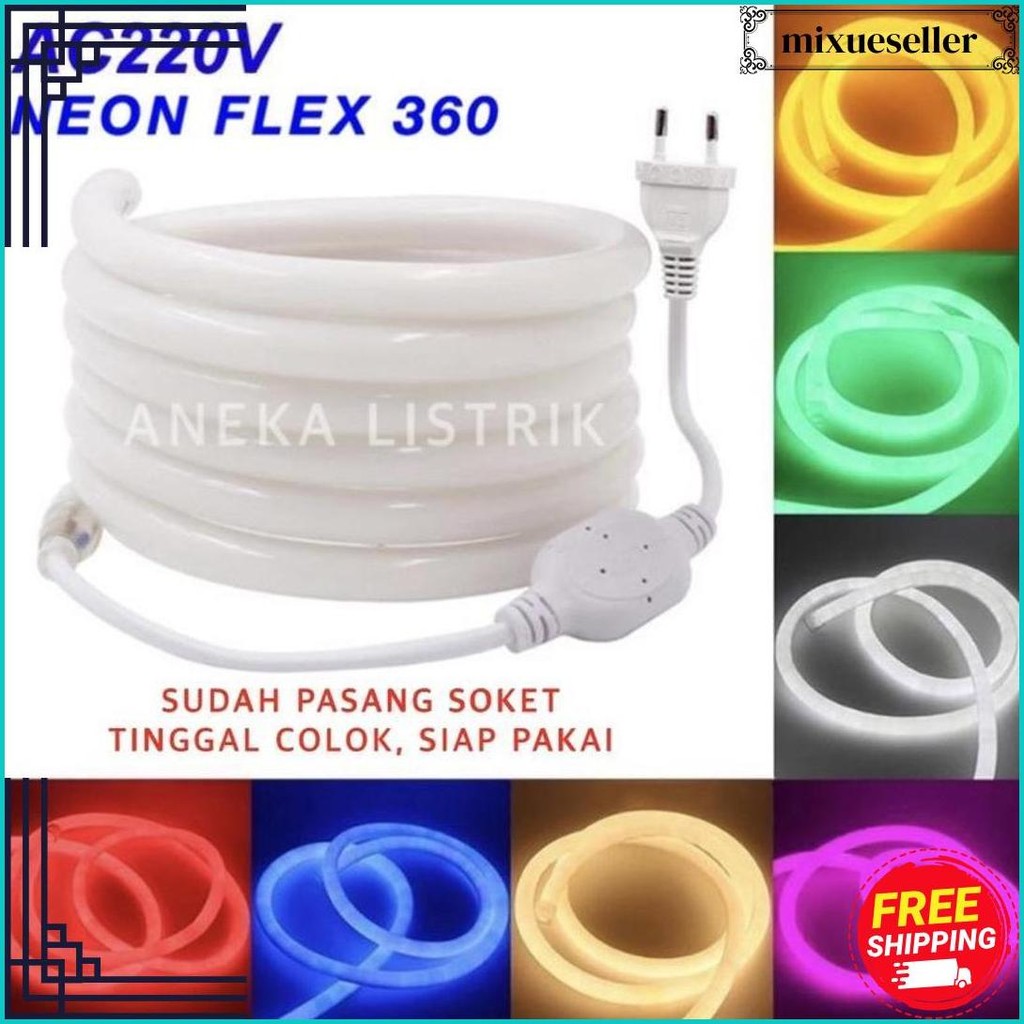 Paket Lampu Strip Led Neon Flex 360 Bulat Waterproof / Neon Flex 360 Derajat Outdoor / Lampu Plafon 