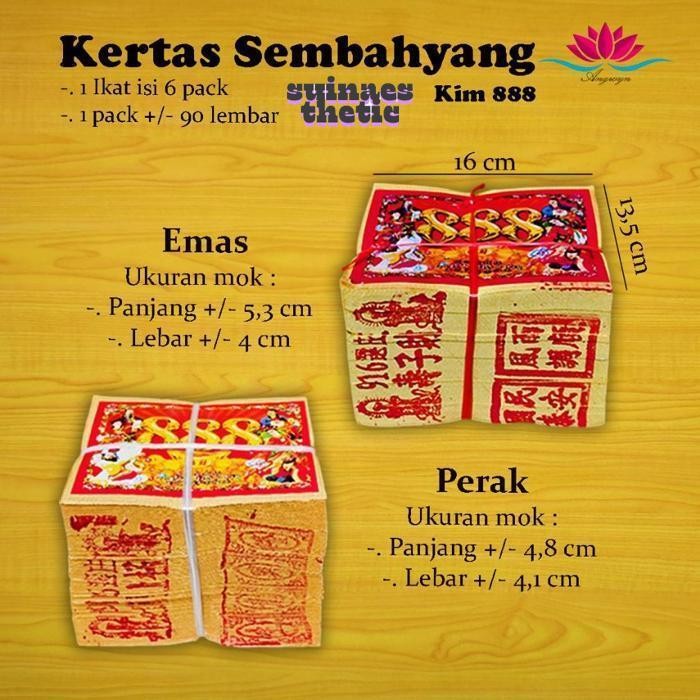 vf-52 rt-4 Kertas Sembahyang / Kimcua 888 Emas / Perak Per Ikat Original Hemat