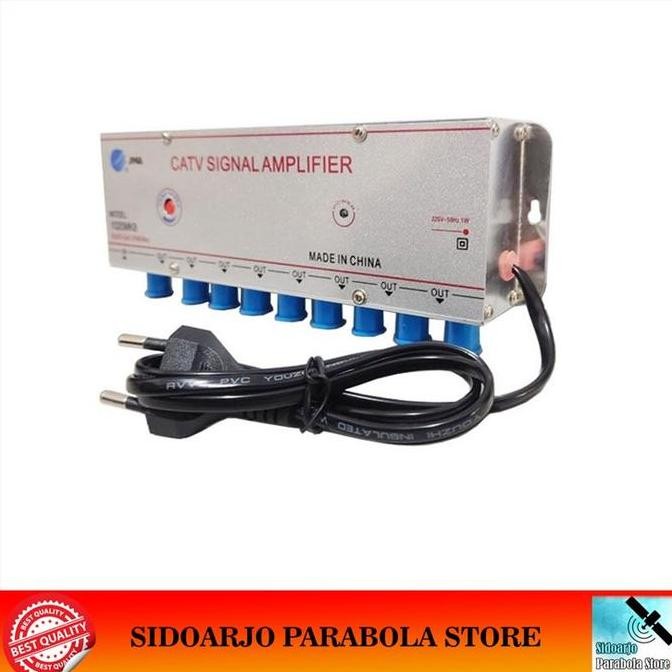 Penguat Sinyal Booster Antena Tv Uhf Vhf Digital & Tv Kabel Catv Amplifier Splitter 8 Way 20Db Jma-1