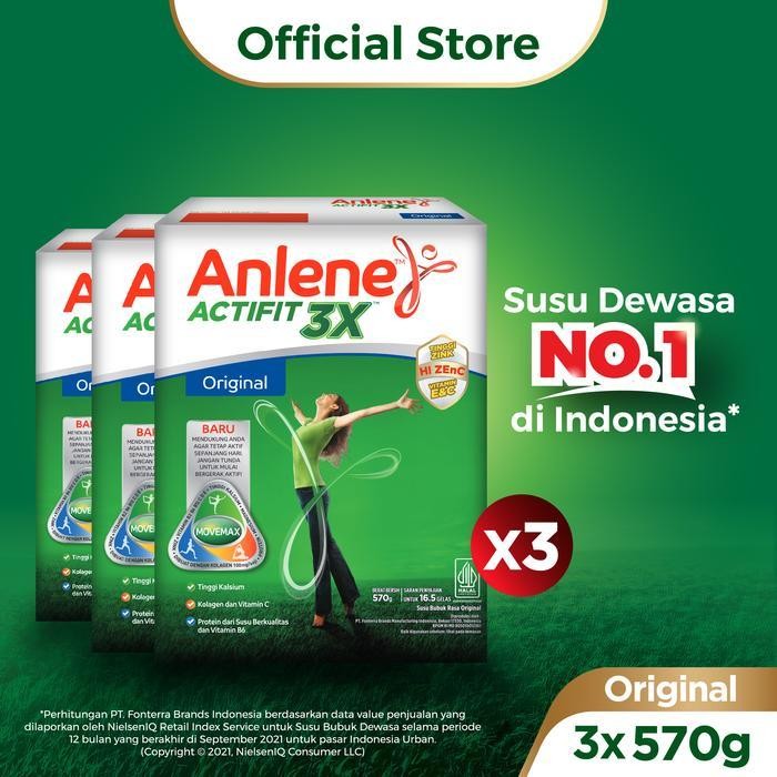 

SNS Anlene Actifit 3X Susu Bubuk Original 3 x 570g-Tulang,Sendi,Otot