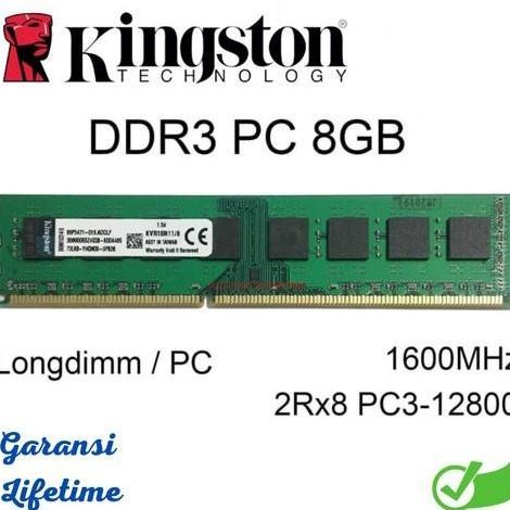 DR182>> RAM PC KINGSTON 8GB DDR3 PC1600/12800MHz CL11 LONGDIMM KVR16N11/8