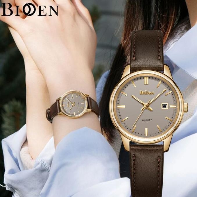 Biden Jam Tangan Wanita Original Anti Air Kalender Tali Kulit Korea Jam Tangan Cewek