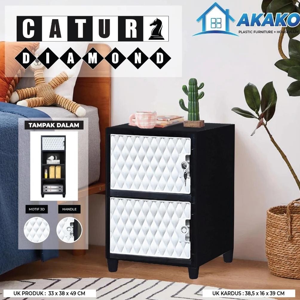 AKAKO - Lemari Pakaian Plastik Swing Catur 1 Pintu Diamond dan Polos Susun 2, 3, 4 dan 5