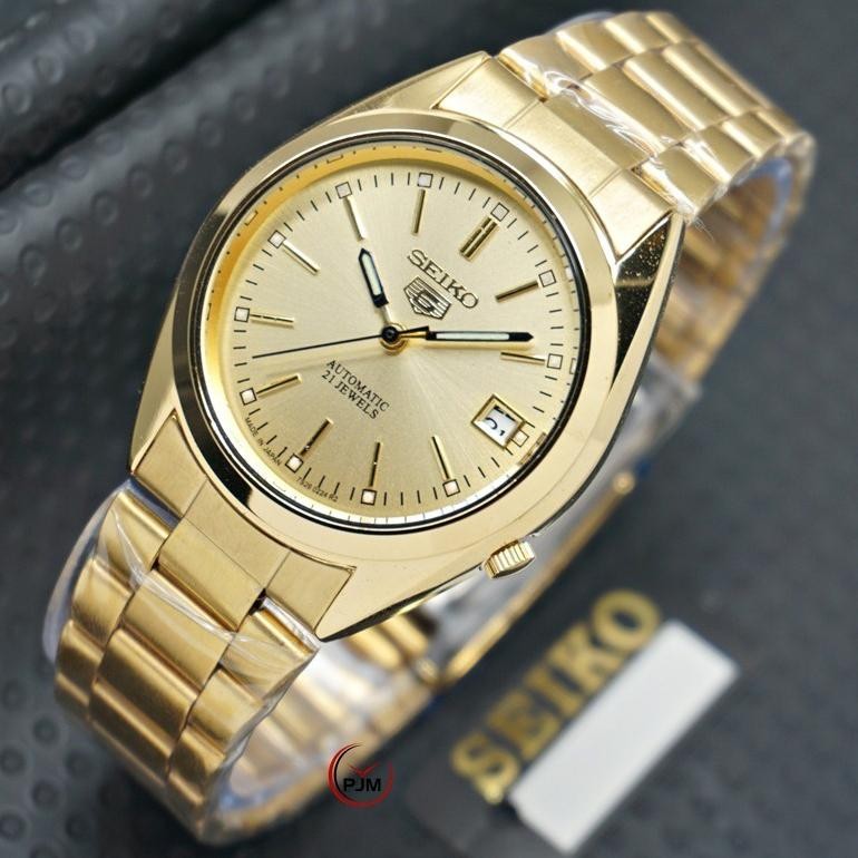 Jam Tangan SEIKO 5 Automatic | Otomatis | 21 jewels Pria & Wanita Rantai Gold Silver Tanggal