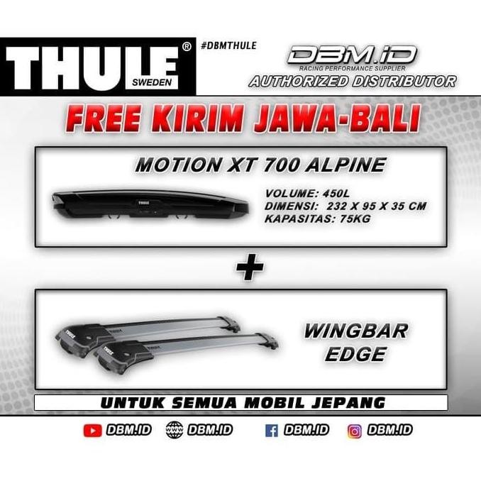 TERLARIS - Paket Roof Box slim Thule Motion Xt 700 Alpine dan roof rack Thule