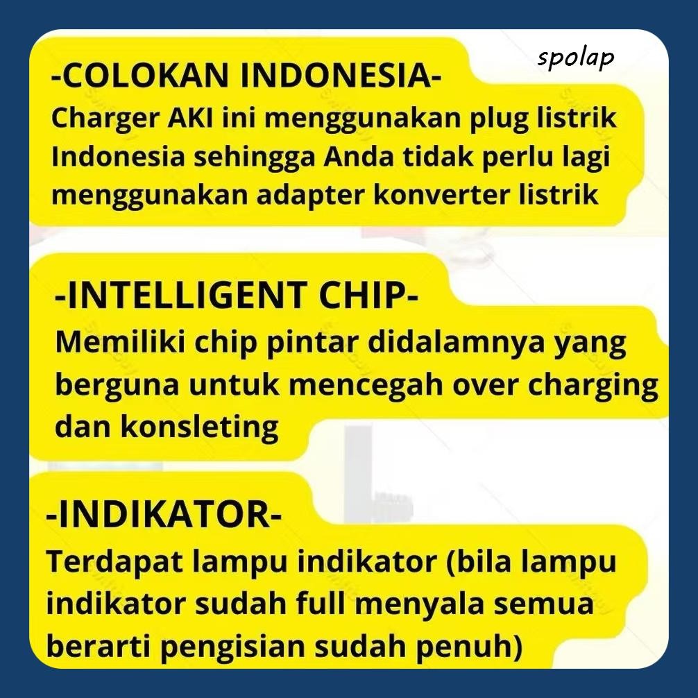 Lnb-1217 Charger Aki Portable 12V 2Ampere/Cas Aki Motor & Mobil Alat Pengisian Daya Aki Motor  12V3A