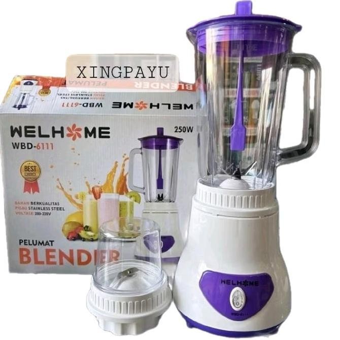Blender Plastik Wellhome WBD 6111 - Mesin Bingkai Ramping dengan Pisau Stainless Steel Listrik pp pl