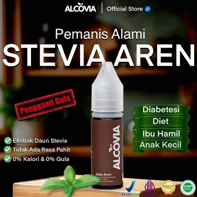 Alcovia Stevia Aren Tetes Pemanis Alami Pengganti Gula - 15 Ml