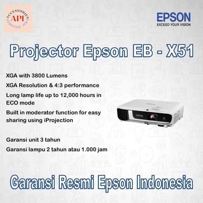 TERBARU - PROYEKTOR EPSON EB-X51 EBX51 EB X51 PROJECTOR EPSON EB-X51 - RESMI