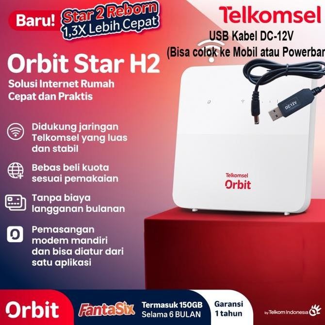 Telkomsel Orbit Star H2 Modem WiFi 4G Free 150GB Penerus Orbit Star 2