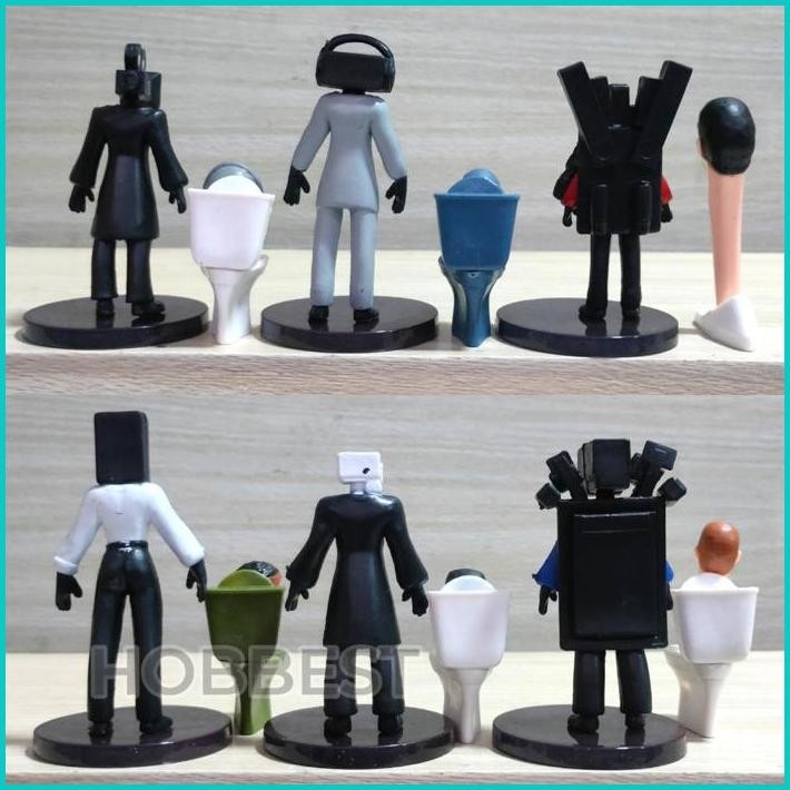 Promo Action Figure SKIBIDI TOILET set - Miniatur Pajangan Mainan Kepala Radio TV Man Topper Kue Sir
