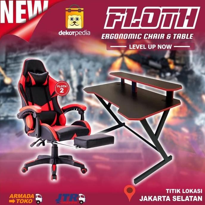 PAKET BUNDLING SET MEJA KURSI GAMING FLOTH2 (LUAR KOTA)