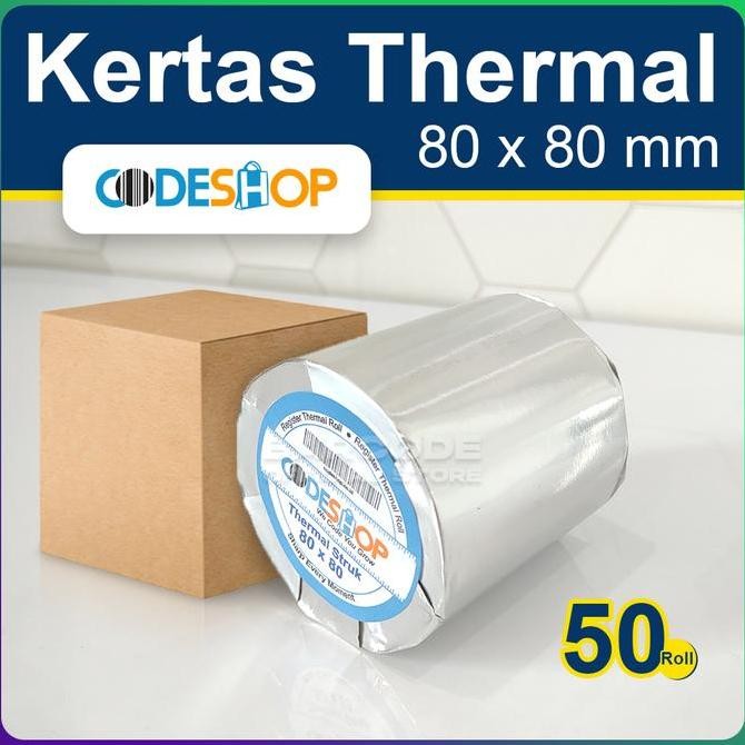 

BEBAS ONGKIR - 1 Dus - Kertas Thermal Codeshop 80 x 80 mm Roll Kasir Thermal 80mm