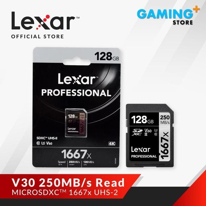 TERBARU - Memory Card Lexar SDXC 128GB 1667x Professional 250MB/s V60 Resmi 128G